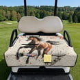 thumbnail image 2 of Whosucclay Golf Cart Seat Covers for Club Cars, 4 Convenient Pockets All-Weather Protection Seat Towel Blanket Covers Non-Slip Protector, Ink Horse Cherry Blossom, 2 of 9