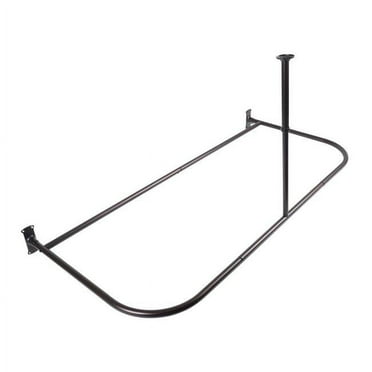 Utopia Alley Rustproof Aluminum Shower Rod - Oil Rubbled Bronze | D-Shape Shower Rod with Ceiling Support, Large Shower Curtain Rod for Bathroom Shower (61"L x 28"W)
