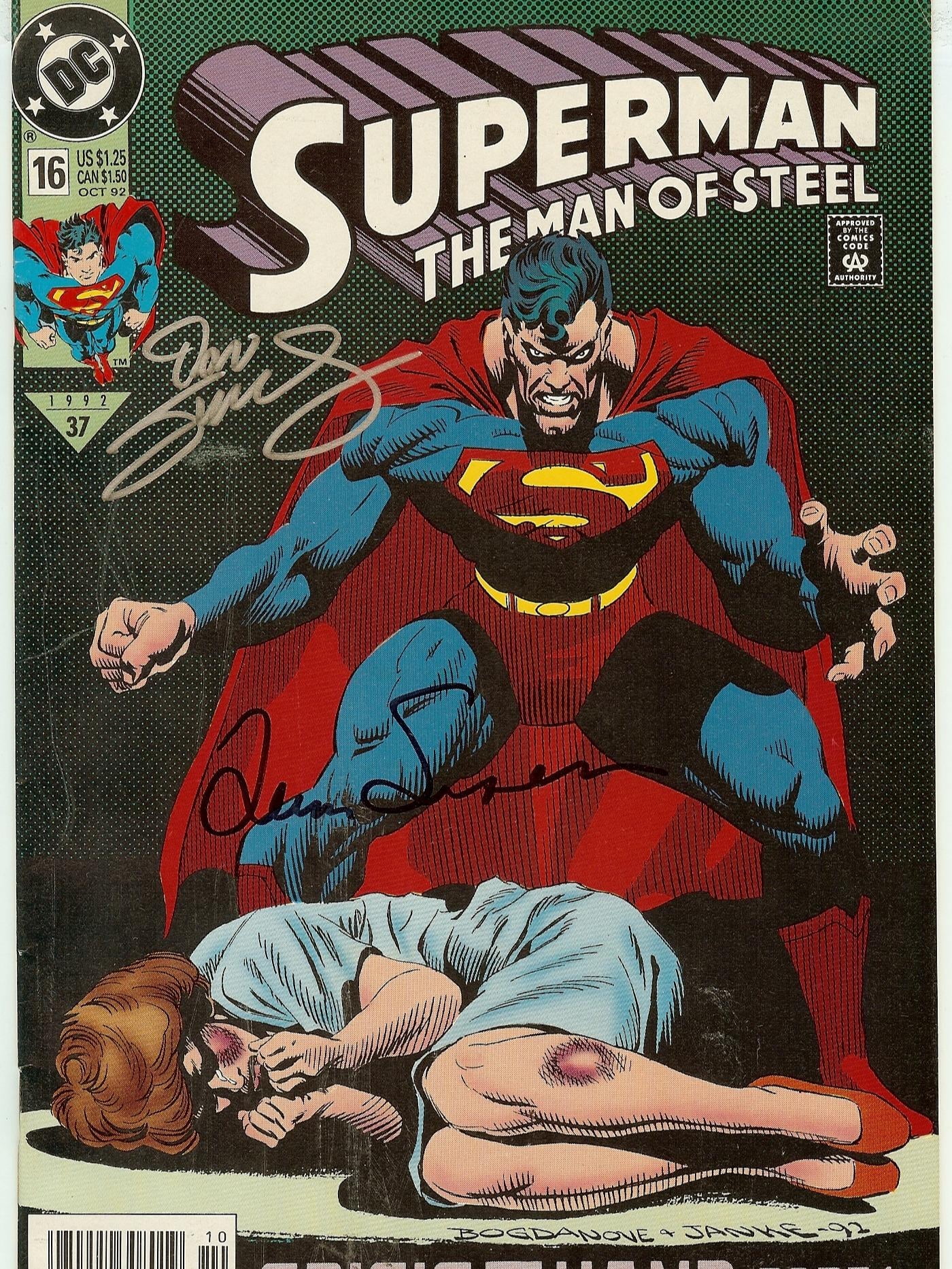 Superman The Man of Steel #16 Newsstand Signed by Louise Simonson and Dan Jurgens