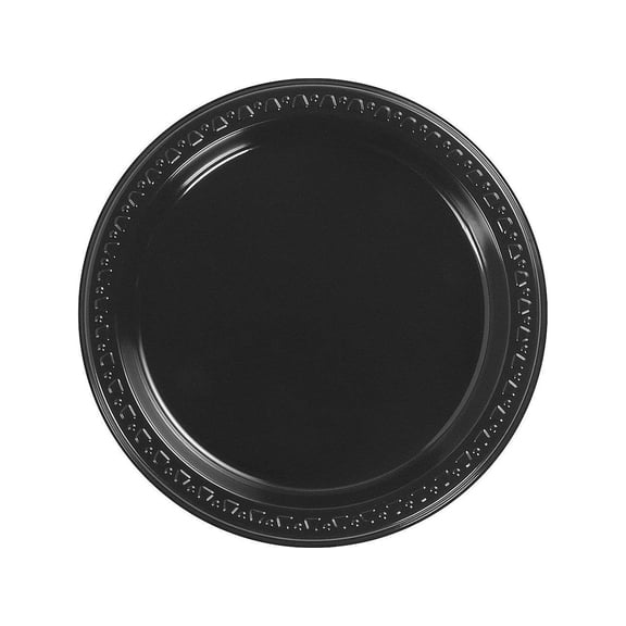 Huhtamaki HUH 81409 Chinet Heavyweight Plastic Plates, 9.00" Diamter, Black