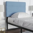 thumbnail image 3 of Emma + Oliver Modern Blue Fabric Upholstered Twin Headboard with Horizontal Line Stitching and Adjustable Height Rail Slots, 3 of 12