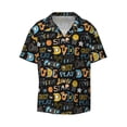 thumbnail image 2 of Lsque Basketball print Men's Cuban Collar Short Sleeve Shirt Summer Beachwear Casual Button Down Fashionable Vacation Leisure Shirt-X-Large, 2 of 7