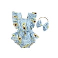 thumbnail image 1 of Newborn Baby Girls Summer Romper Ruffle Sleeve Floral Jumpsuit Bodysuit Headband 2PCS Clothes Outifis, 1 of 9