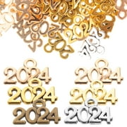 ICOL 100pcs 2024 Number Alloy Pendants Alloy Charms Necklace Jewelry Making Charms