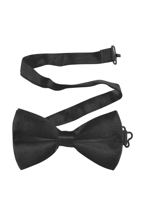Toptie Mens Formal Tuxedo Solid Color Satin Bow Tie Classic Pre-Tied Bow Tie-Black-1 Pack