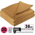 thumbnail image 3 of PROTARP Extreme Heavy Duty WaterProof Canvas Tarp 20 oz, UV Resistant Tarpaulin Cover with Rustproof Brass Grommets, Multipurpose for Canopy, Roof, Camping, Wood Pile (Tan 20'X24'), 3 of 7
