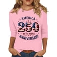 thumbnail image 3 of KDDYLITQ Womens 250th Anniversary Tshirt Fourth Of July 250th Birthday 3/4 Sleeve T-Shirts Vintage Usa Flag Freedom Tees Usa Star Stripes 2026 Crew Neck Blouses Pink 3XL, 3 of 6