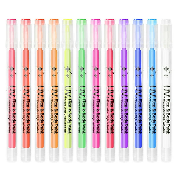 Bolígrafos de 12 colores - Rotuladores de pintura líquida directa para rostro y cuerpo, marcadores temporales para fiestas, Halloween y festivales, bolígrafo de tatuaje de 15 ml