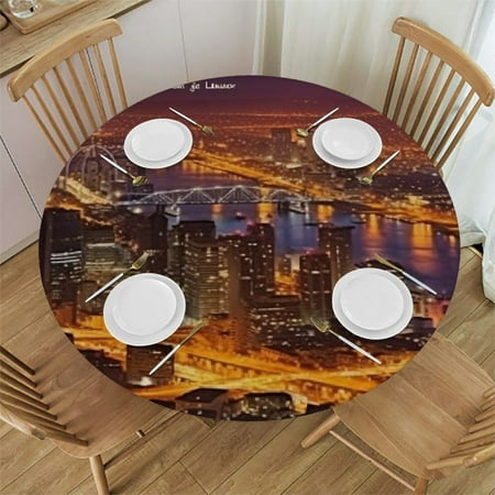 

Xllo0ord Tablecloth -Fitted with Elastic Wipe Clean Table Cover for Outdoor/Indoor Use Cape Town Panorama Africa Fits up Tables 31-35