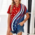 thumbnail image 4 of AHMOMEI Stars Stripes Button Down Shirt for Women Short Sleeve Blouses for Women with Pocket, 4 of 5