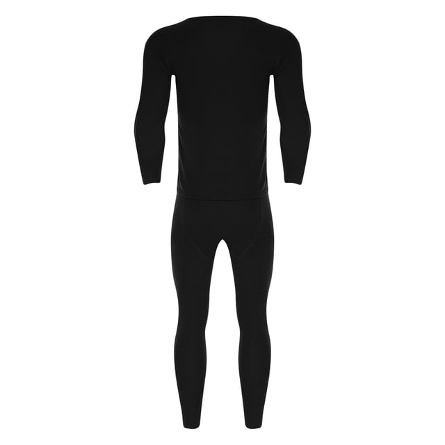 Moggemol Ensemble Thermique d'Hiver pour Homme, Couche de Base Douce avec Encolure Ronde pour la Randonnée en Plein Air Noir 4TG