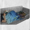 thumbnail image 6 of Deep Sea Soft Flannel Fleece Throw Blanket, Underwater Ocean Marine Wildlife Cartoon with Various Fishes, Cozy Plush for Indoor and Outdoor Use, 70" x 90", Deep Sky Blue Multicolor, by Ambesonne, 6 of 6