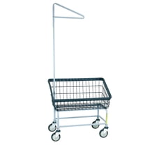R&B Wire Products Dura-Seven Large Front Load Wire Laundry Cart w/ Single Pole Rack