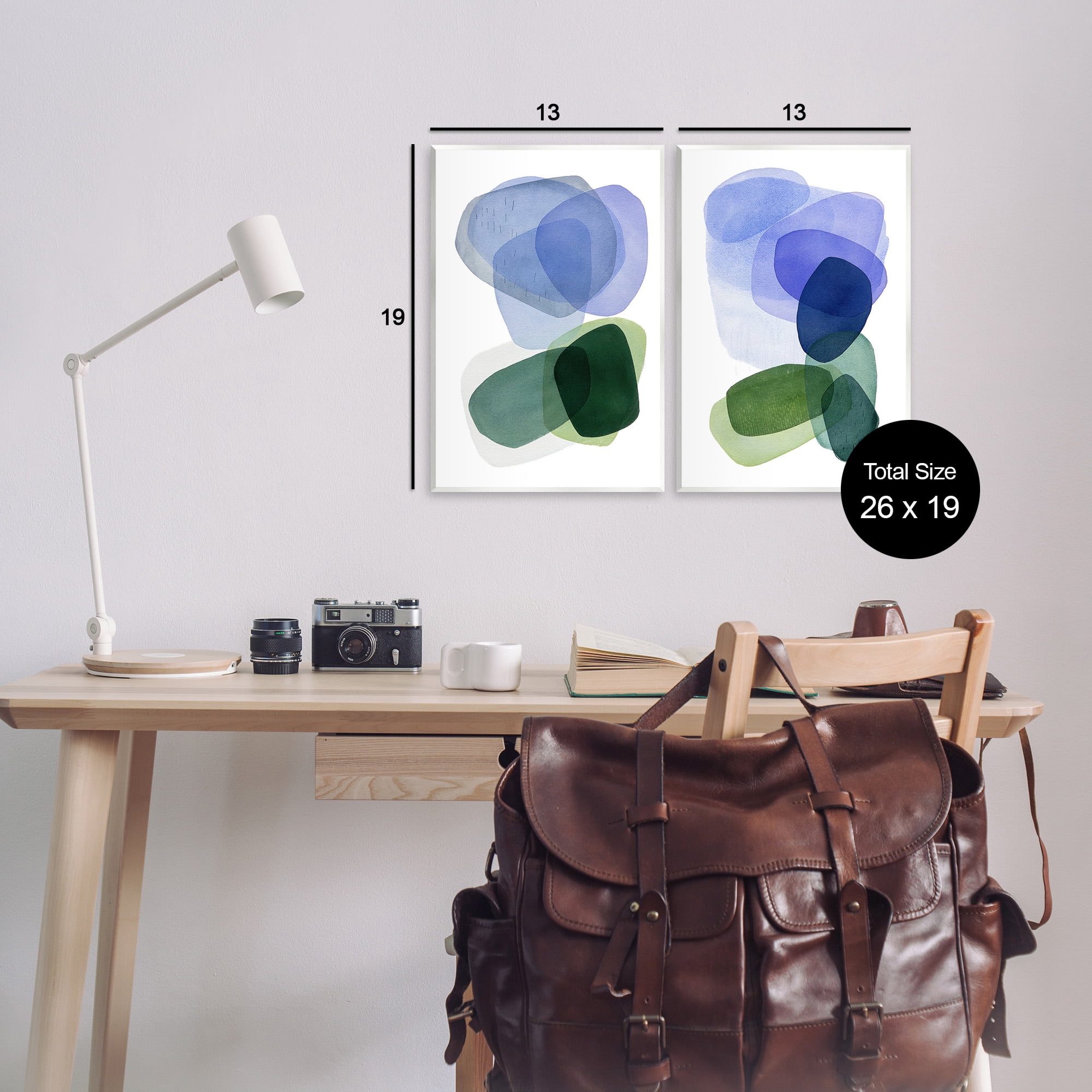 Stupell Industries Minimal Oblong Shapes Abstract Painting Unframed Art Print Wall Art, 13 x 19, Set of 2