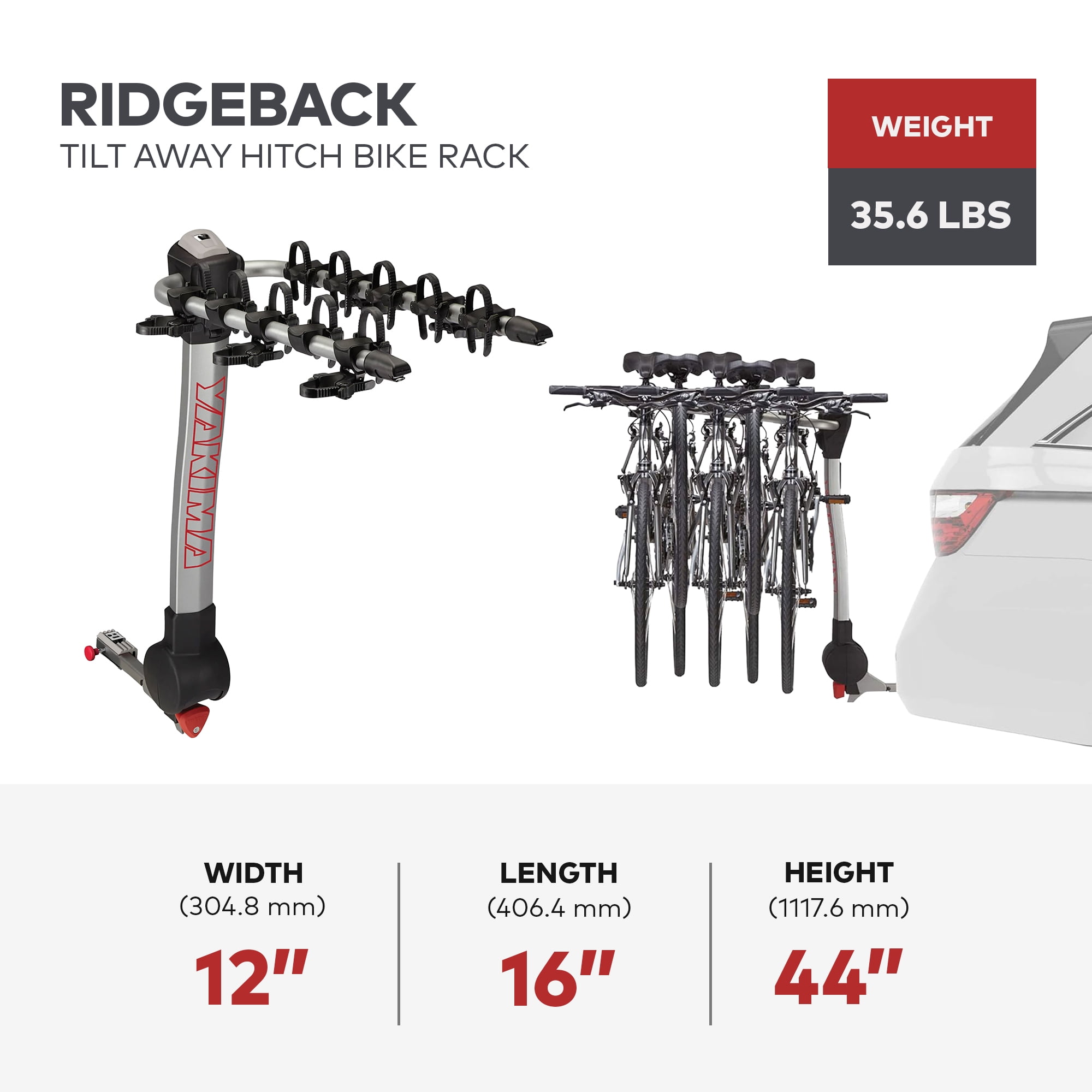 Yakima RidgeBack Tilt Away Hitch Bike Rack Holds 5 Bikes for Cars SUVs Trucks Walmart