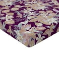 thumbnail image 4 of Ambesonne Floral Design Fitted Sheet, Leaves Greenery Print, King Size, Purple Sand Brown White, 4 of 5