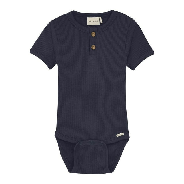 Minymo Body à Manches Courtes Côtelées en TENCEL Modal - Blue Nights (Nouveau-Né)