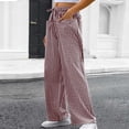 thumbnail image 4 of Blmnix Plaid Pants Pants for Women Trendy Petite Pants Palazzo Jeans Flare-Leg Long High Brown Warm Pants for Women,L, 4 of 7