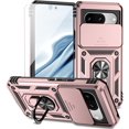 thumbnail image 1 of for Google Pixel 8 Case with Slide Camera Cover HD Screen Protector [Military Grade 16ft. Drop Tested] Magnetic Ring Holder Kickstand Protective Phone Case for Google Pixel 8 2023 (6.2 inch), Black, 1 of 5