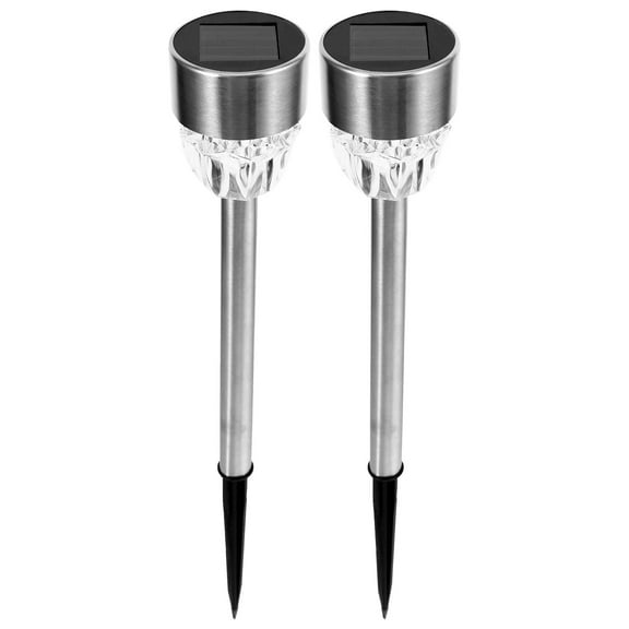 WRITWAA Solar Yard Lights Outdoor 2-Pack Stainless Steel Garden Pathway Lighting