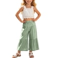 thumbnail image 2 of OGLCCG Girls Summer Outfit Sleeveless Lace Crop Tank Tops and Wide Leg Ruffle Pants Cute 2 Piece Clothing Set 2-8 Years, 2 of 9