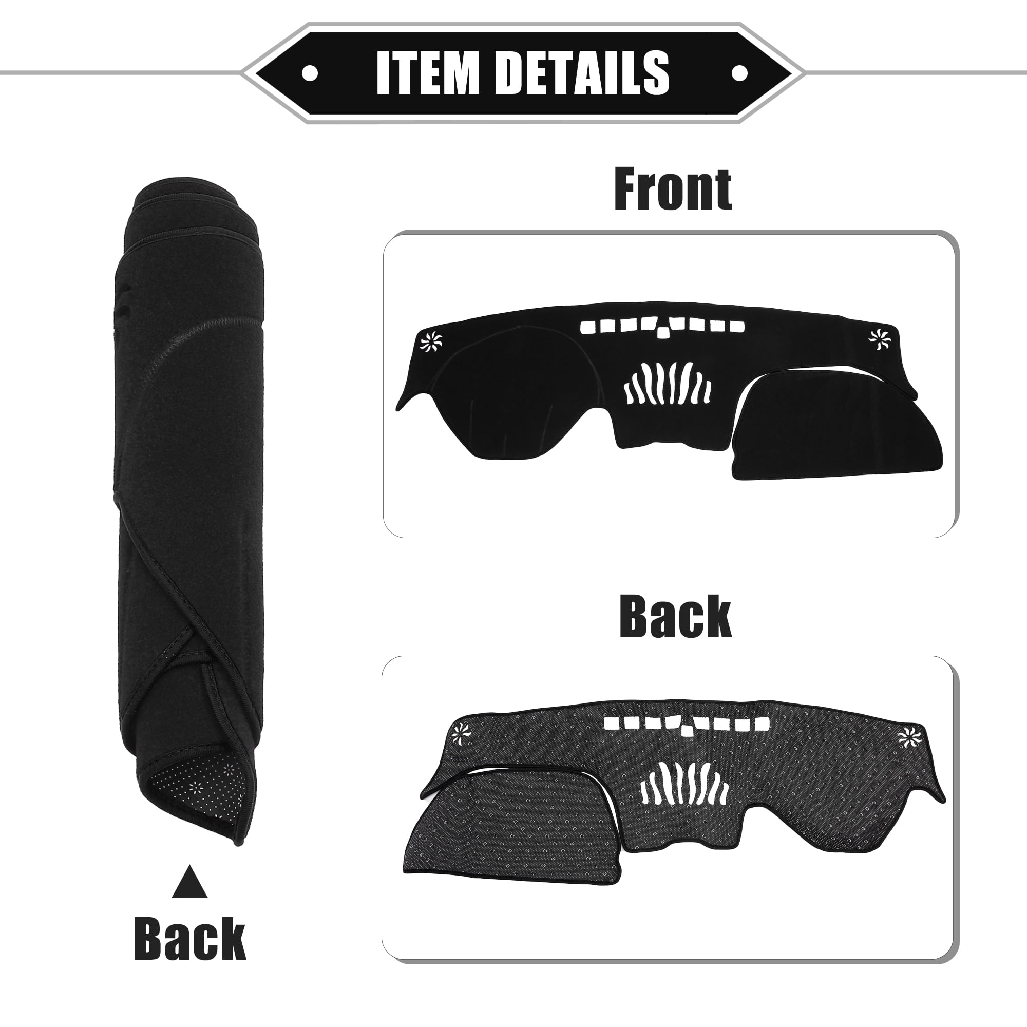 Unique Bargains Dashboard Cover for Hyundai Santa Fe 2019-2020 Polyester Mat Black