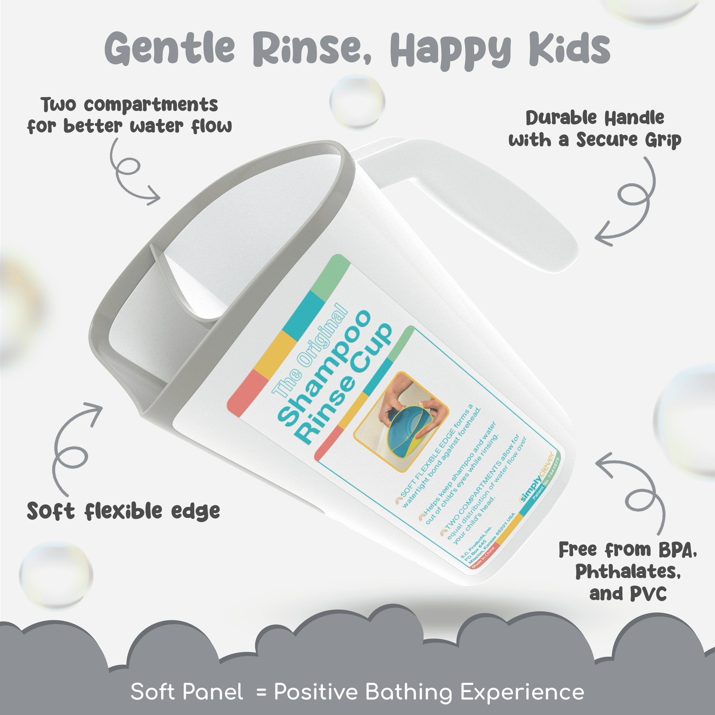 Simply Clever Original White/Gray Shampoo Rinse cup