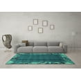 thumbnail image 3 of Ahgly Company Machine Washable Indoor Rectangle Abstract Turquoise Blue Modern Area Rugs, 5' x 7', 3 of 4