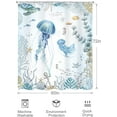 thumbnail image 4 of Ocean Jellyfish Shower Curtain 72Wx72H Inch Nautical Tropical Coastal Beach Sea Turtle Seashell Underwater Coral Blue Kid with 12 Plastic Hooks Fabric Waterproof Toilet Accessories Decor, 4 of 5