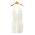 thumbnail image 6 of GENEMA Women Sleeveless Halter V-Neck Knit Bodycon Mini Dress Sexy Backless Clubwear, 6 of 13