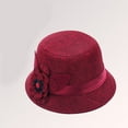 thumbnail image 4 of Retro Spring Summer Flower Linen Wide Brim Cocktail Party Travel Ladies Hat Gift, 4 of 10