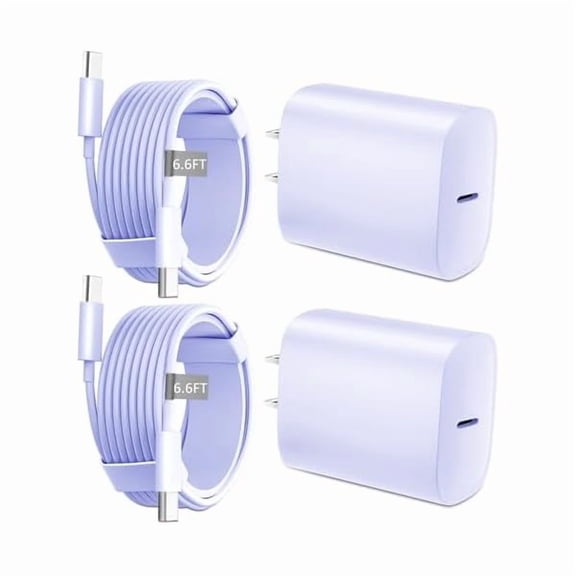 Apple 20W PD USB C Wall Charger with 6.6FT Type C to Type C Fast Charging Cable - Compatible with iPhone 15/15 Plus/15 Pro/15 Pro Max, iPad Pro/Air/Mini