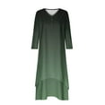thumbnail image 2 of Mrat Women 3/4 Sleeve Dresses Casual Loose Gradient Printed Maxi Dress Irregular Hem Button V-Neck Loose Long Dress S-63 Black L, 2 of 5