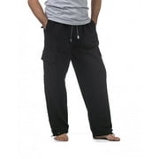 Pro Club Mens Heavyweight Cargo Sweatpants, Black, Medium