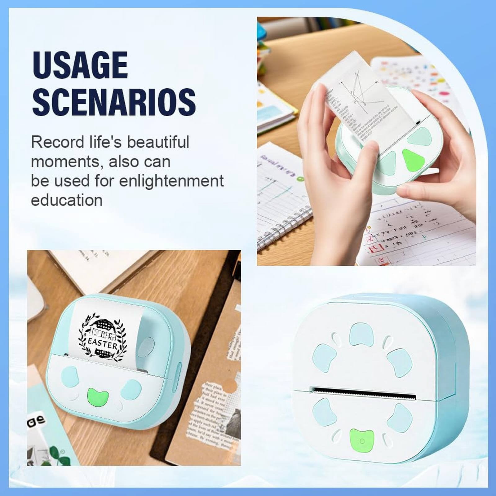 ZOURIH 1 Pack Sticker Printer, Mini Printer, Bluetooth Portable Sticker Maker, Print Pod Inkless Thermal Printers for Phone Notes, Journal, DIY