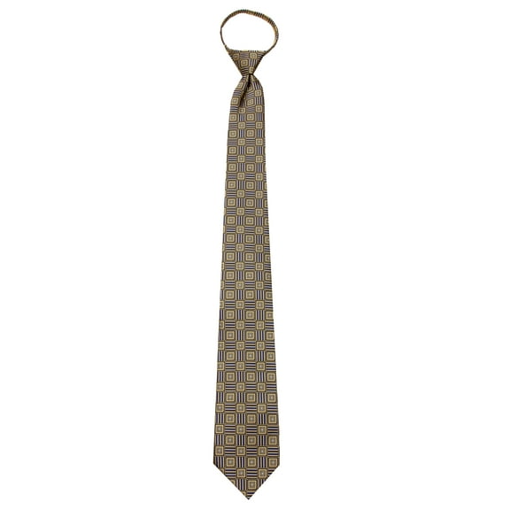 Boys 14 inch Pre Made Pattern Zipper Necktie