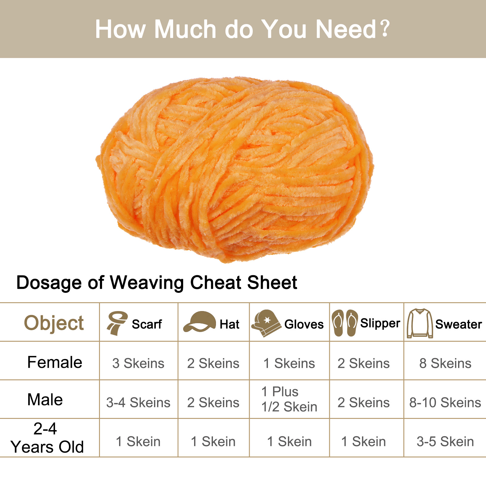 Uxcell 4pcs Velvet Yarn Soft Chenille Yarn 4x100g/14.1oz (347yds) Fluffy Yarn for Knitting Crochet Blanket Orange
