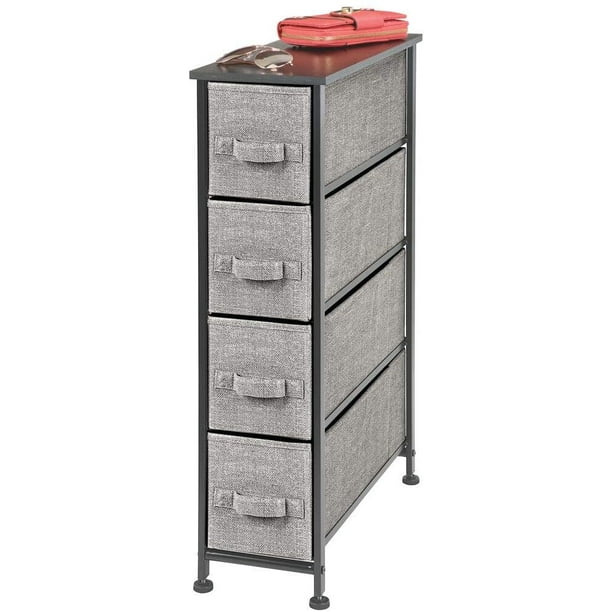 mDesign Narrow Vertical Dresser Storage Tower, Sturdy Steel Frame, Wood