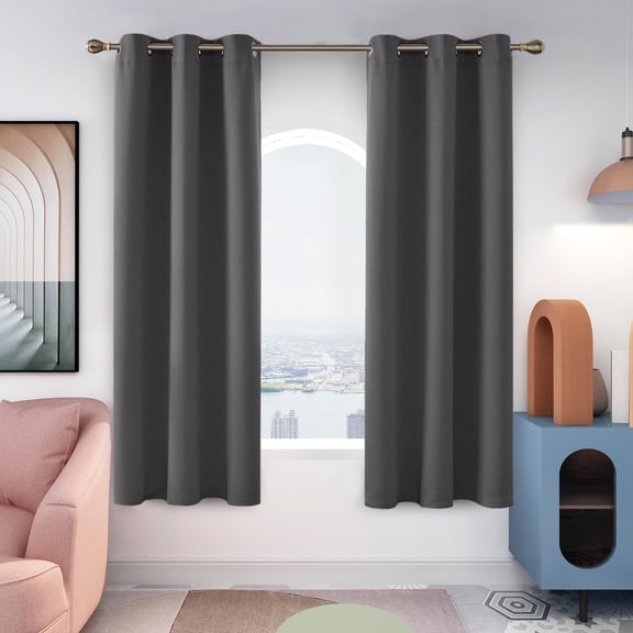 Deconovo Rideaux de Fenêtre à Oeillets Unis, Isolés Thermiquement, Assombrissants pour Chambre, 42x54 Pouces, Gris Foncé, Ensemble de 2