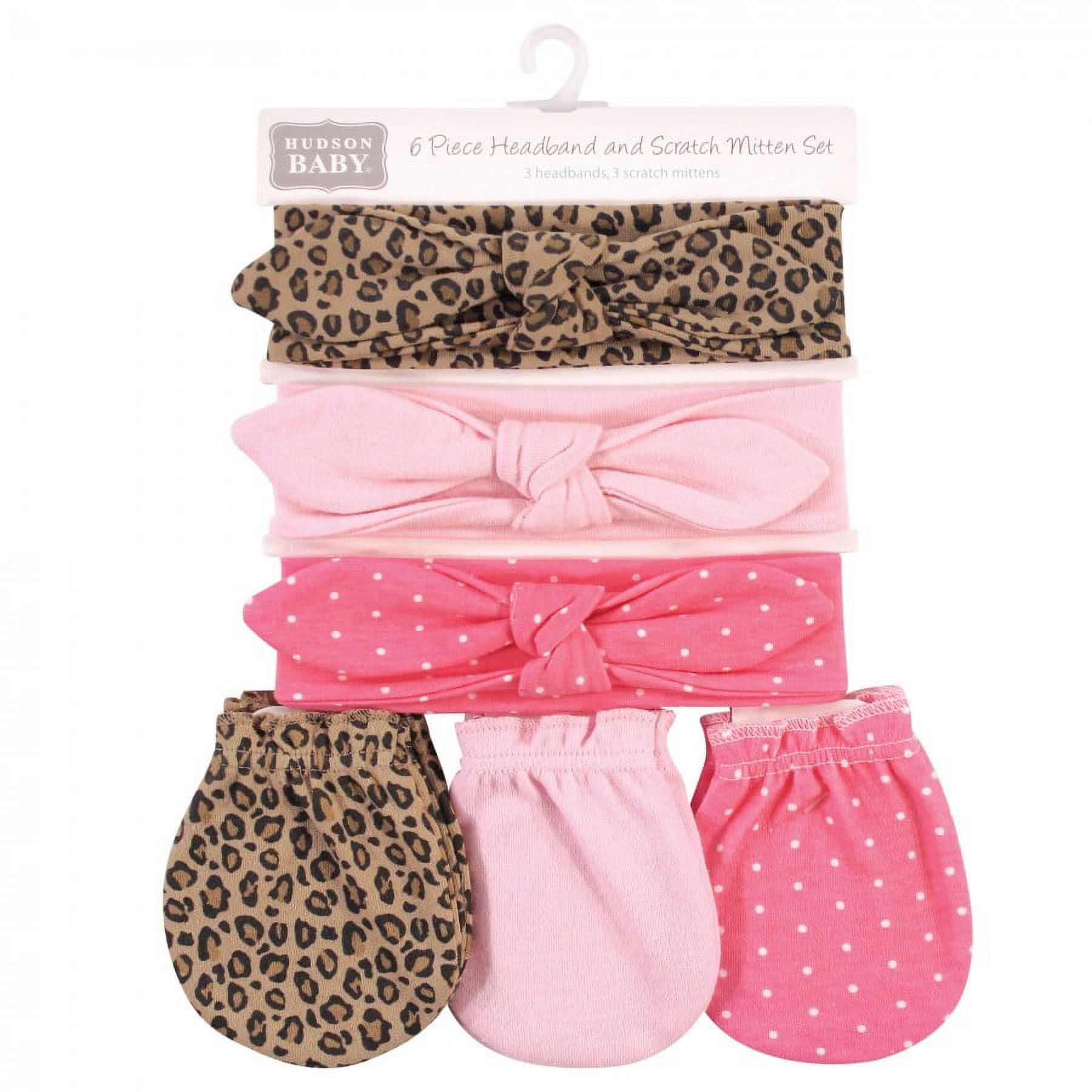 Hudson Baby Infant Girl Cotton Headband and Scratch Mitten