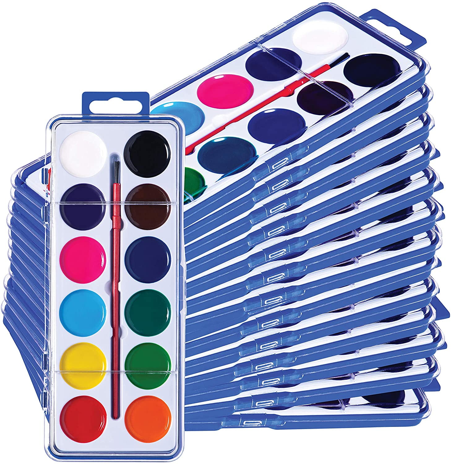 Neliblu Watercolor Paint Set for Kids 24 Bulk Washable Paints in 12