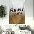 thumbnail image 3 of Rain Tapestry, Rainy Day Quote on Background with Water Droplets Autumn Season illustration, Wall Hanging for Bedroom Living Room Dorm Decor, 40W X 60L Inches, Brown and White, by Ambesonne, 3 of 5