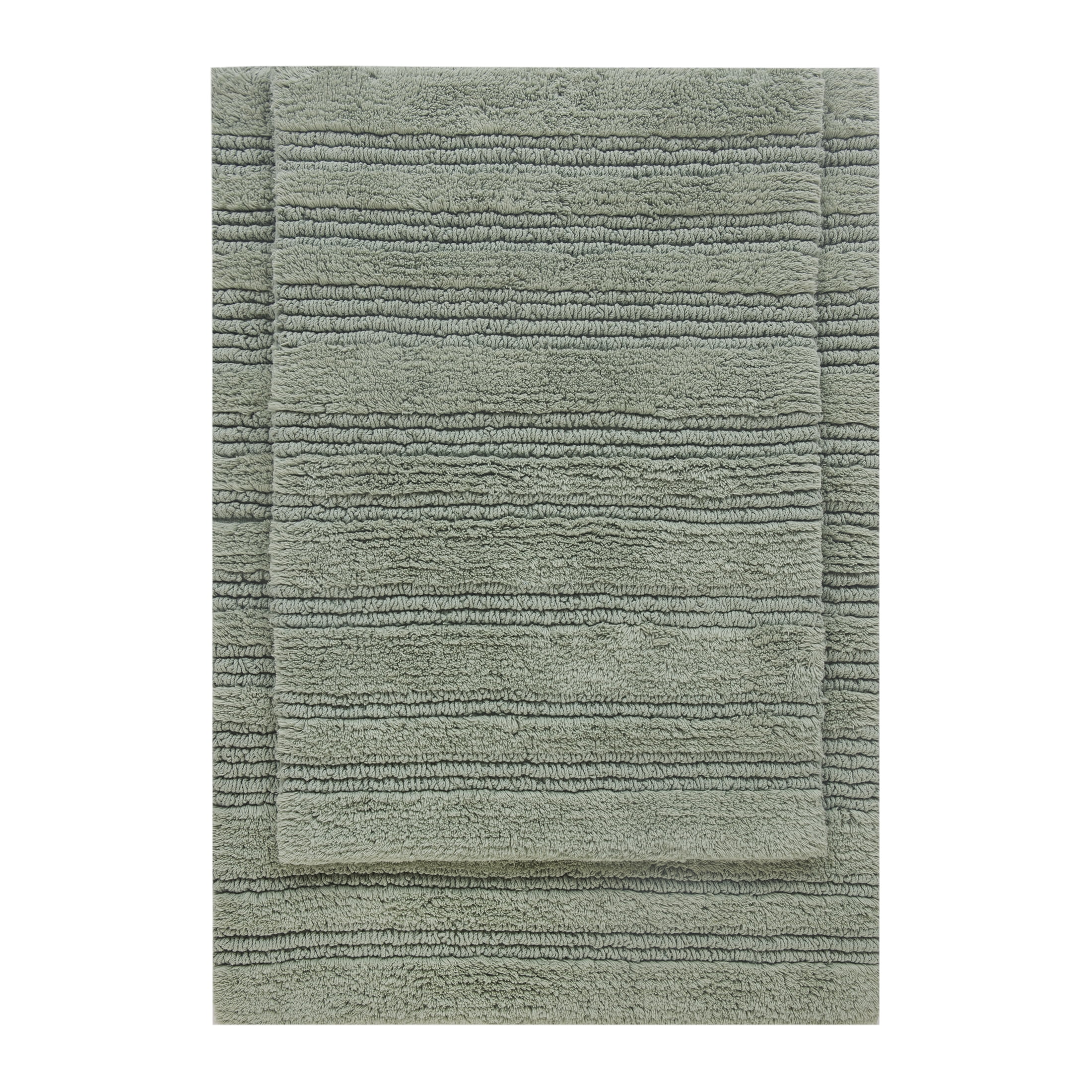 Better Homes & Gardens 17x24 in/20x30 in Soft Green Cut & Loop Reversible 2Pc Bath Rug Set