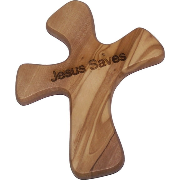Hand Cross that will sit in your hand comfortably - JESUS SAVES - model ( 4.5 x 3.75 Inches )