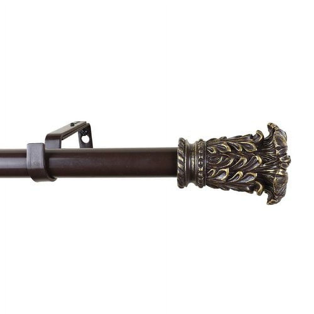 Urbanest Adjustable Single Curtain Rod Set Chilton Finials – 1 - Inch Diameter, With Renaissance Gold Rod, 48–84 Inches