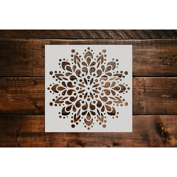 Floral Mandala Stencil - Art and Wall Stencils (6"x6")