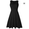 thumbnail image 3 of Women Pleated High Waist V Neck Wrapped Sleeveless Solid Color Summer Dress, 3 of 7