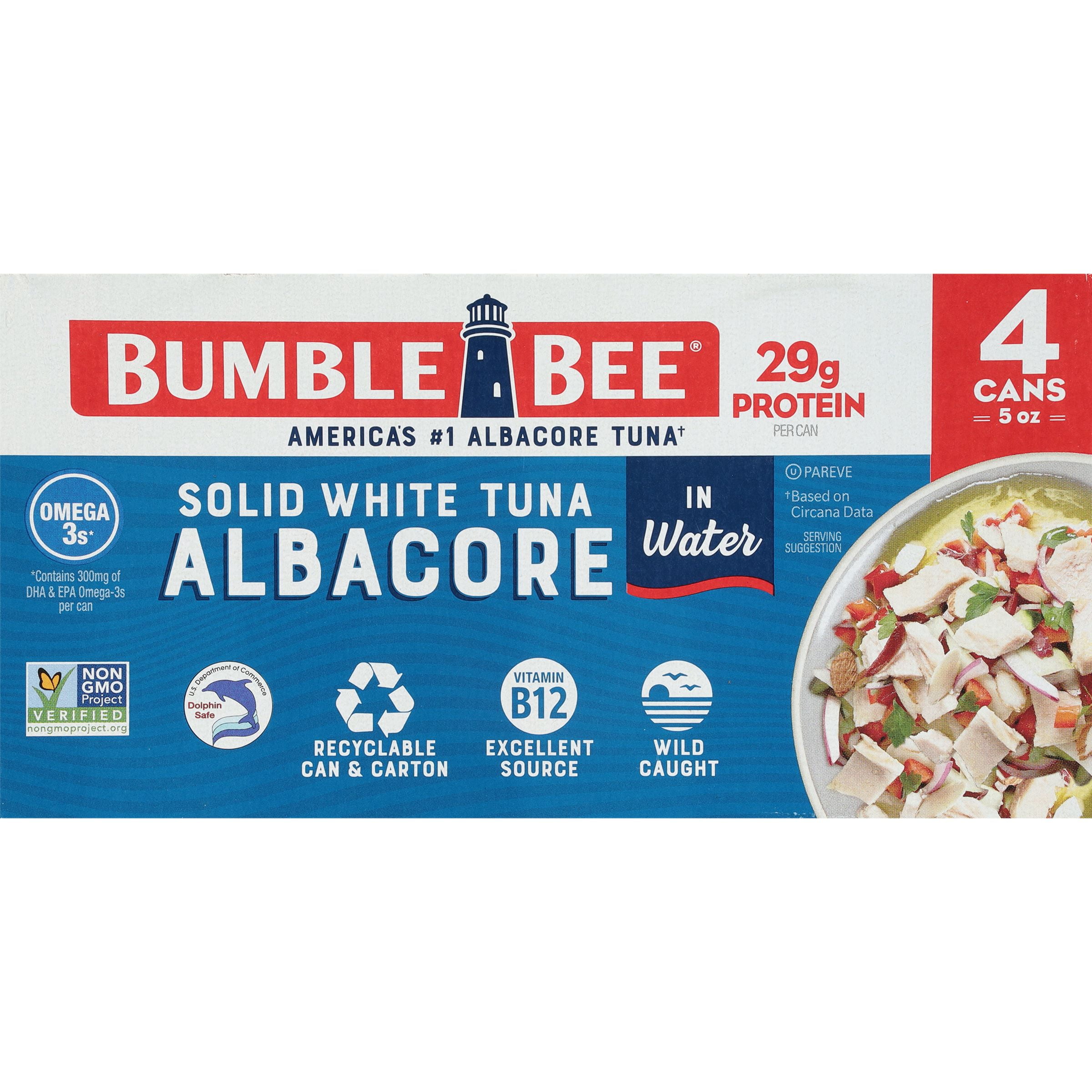 (6 pack) (4 Cans) Bumble Bee Solid White Albacore Tuna in Water, 5 oz