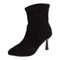 thumbnail image 3 of Fashion Breathable Pointed Toe High Heel Mid Calf Boots With Side Zipper Comfortable Daily Walking Shoes for Women Autumn Winter Suede Pull On, 3 of 9