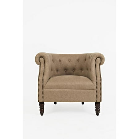 - Fabric Upholstered Accent Chair with Button Tufts, Chestnut Brown